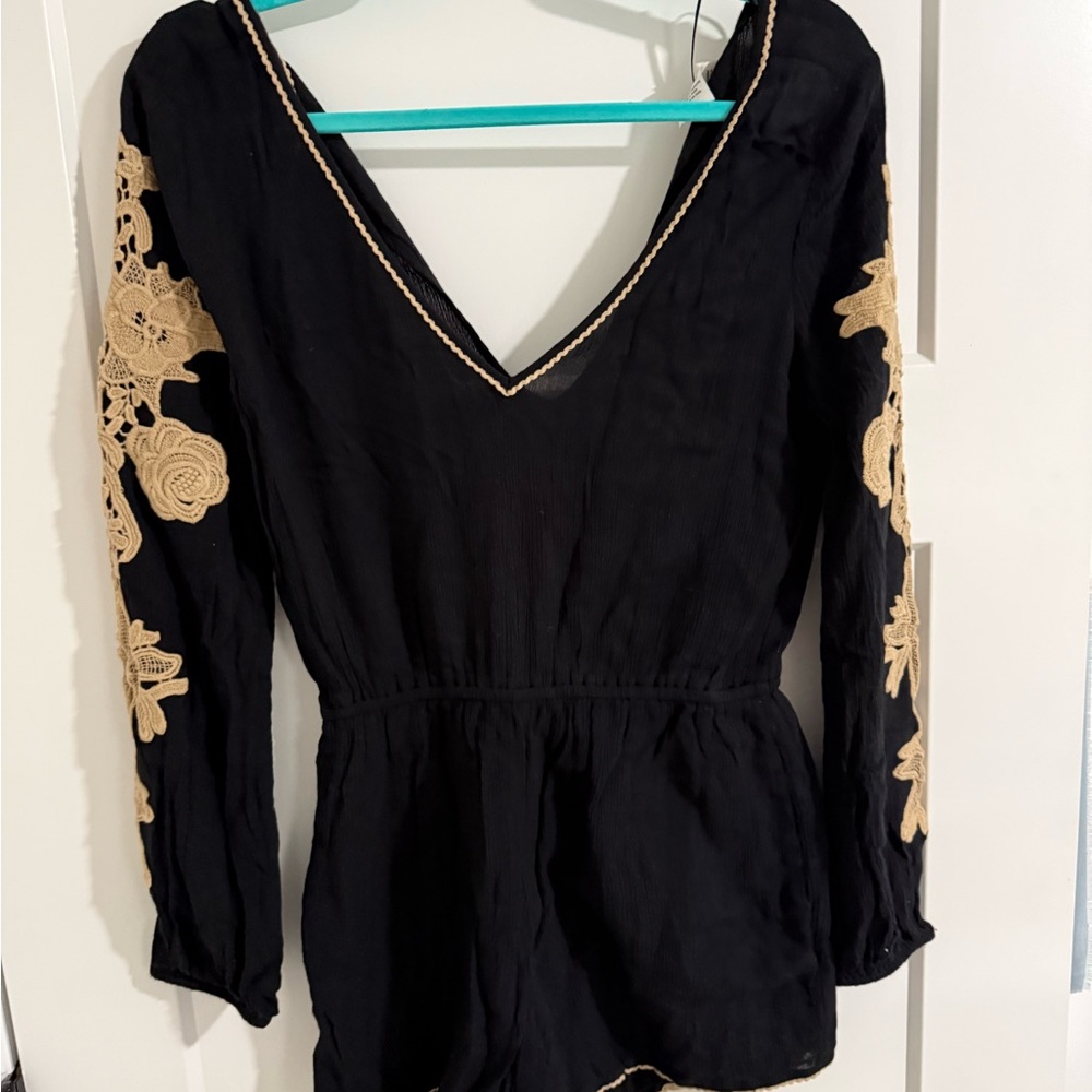 L*Space Black Coverup with Gold Floral Details
